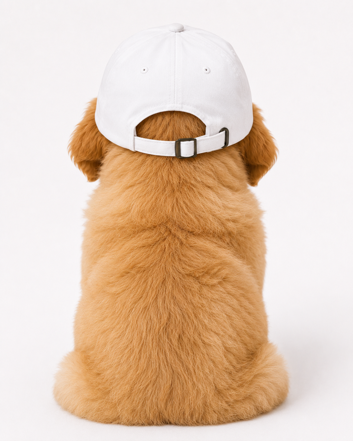 Back of the White cap showing the adjustable strap