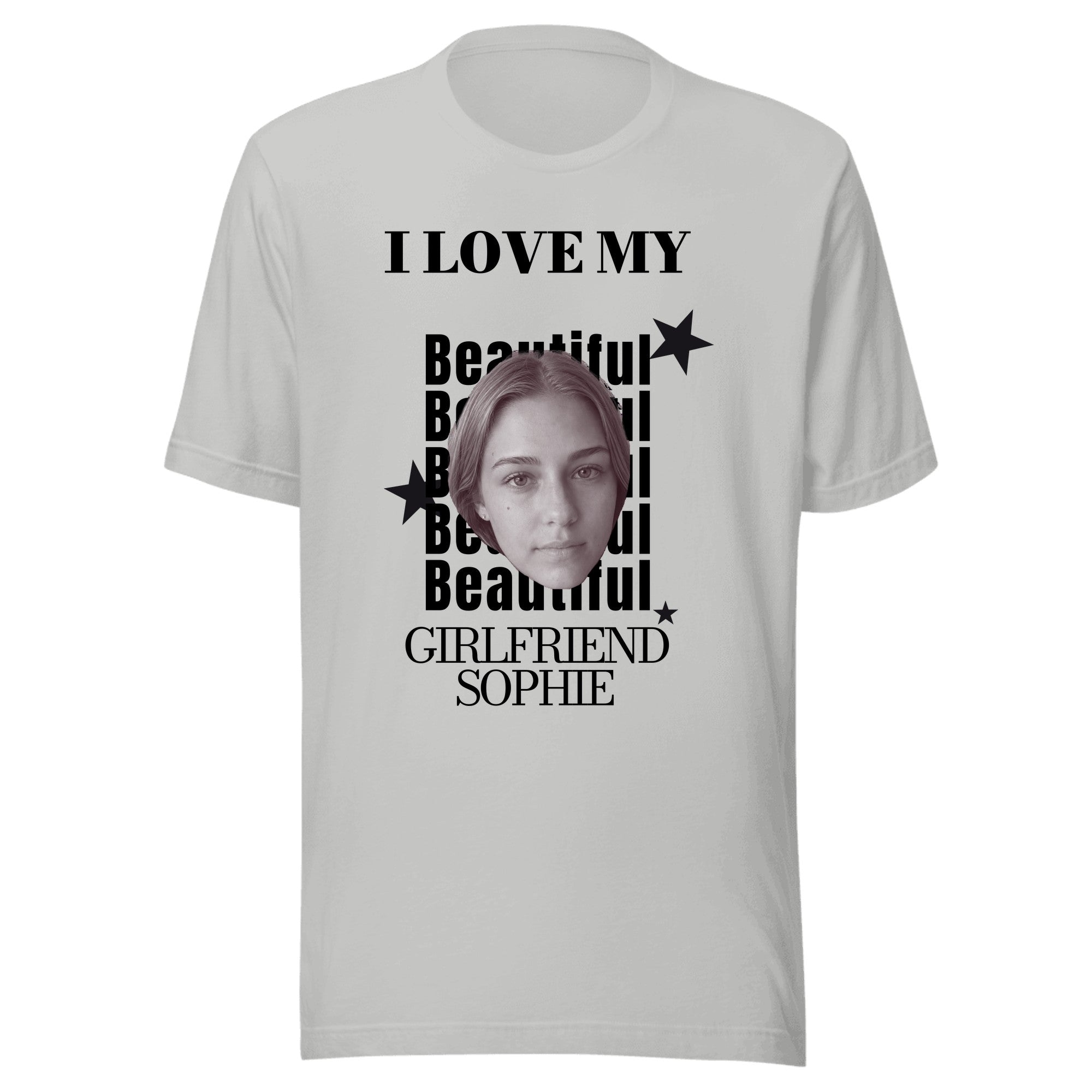 Athletic heather grey Bella + Canvas unisex t-shirt printed with the same design.